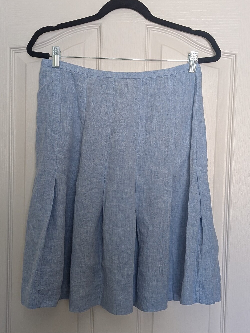 Kasper Light Blue Pleated Linen Skirt 10P